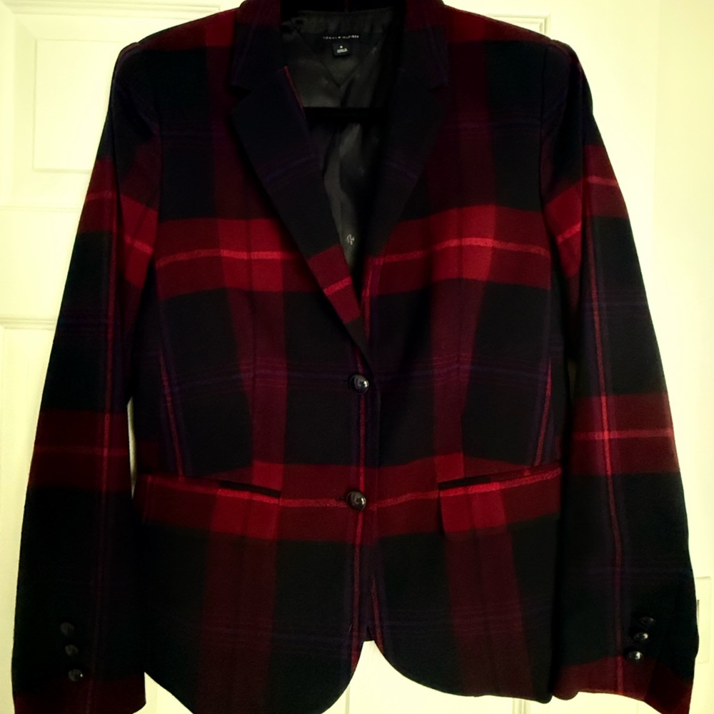 Tommy Hilfiger Red and Black Plaid Blazer - Picture 6 of 6